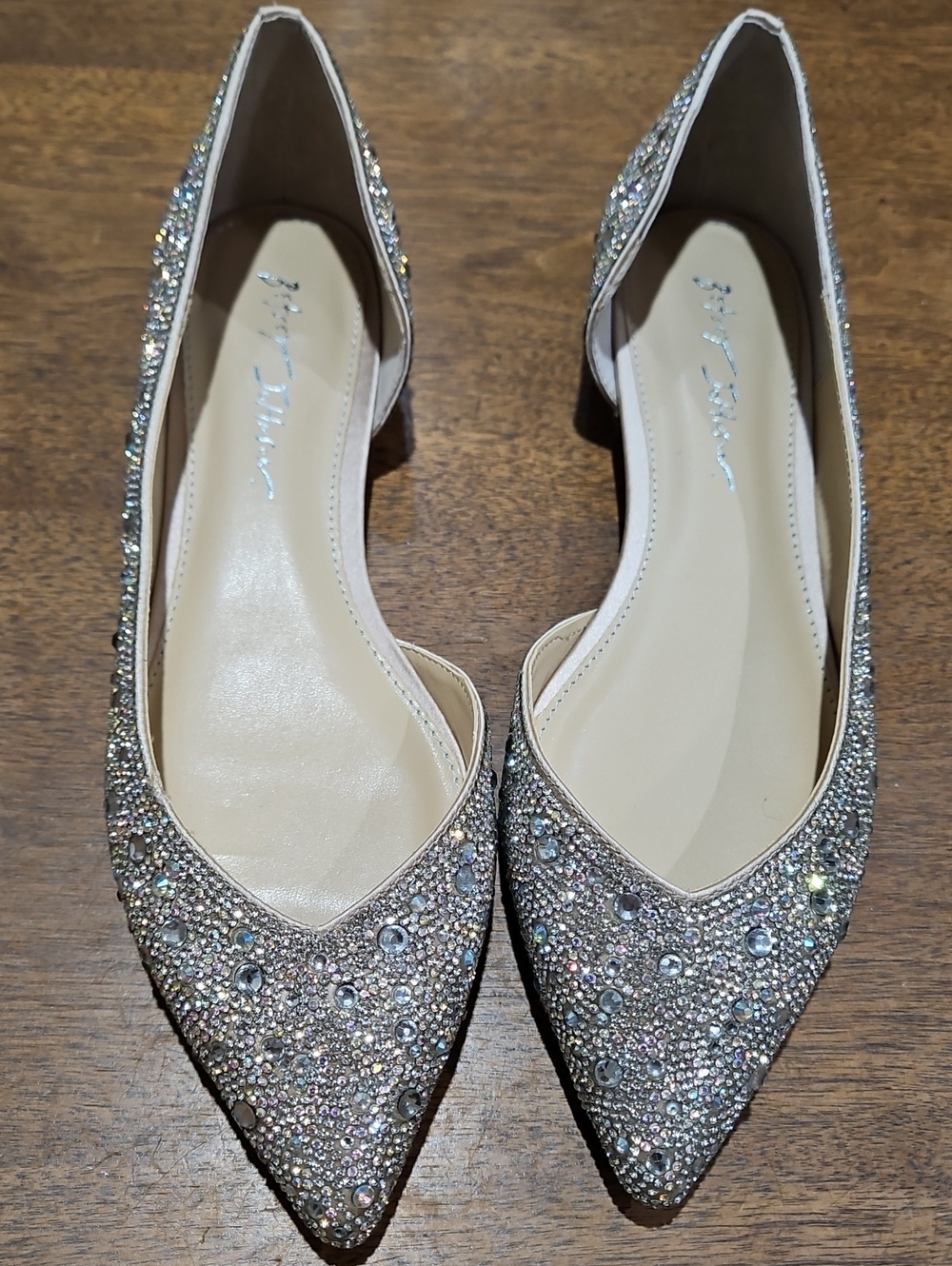 Betsey Johnson Silver Glitter Crystal D'Orsay Flats